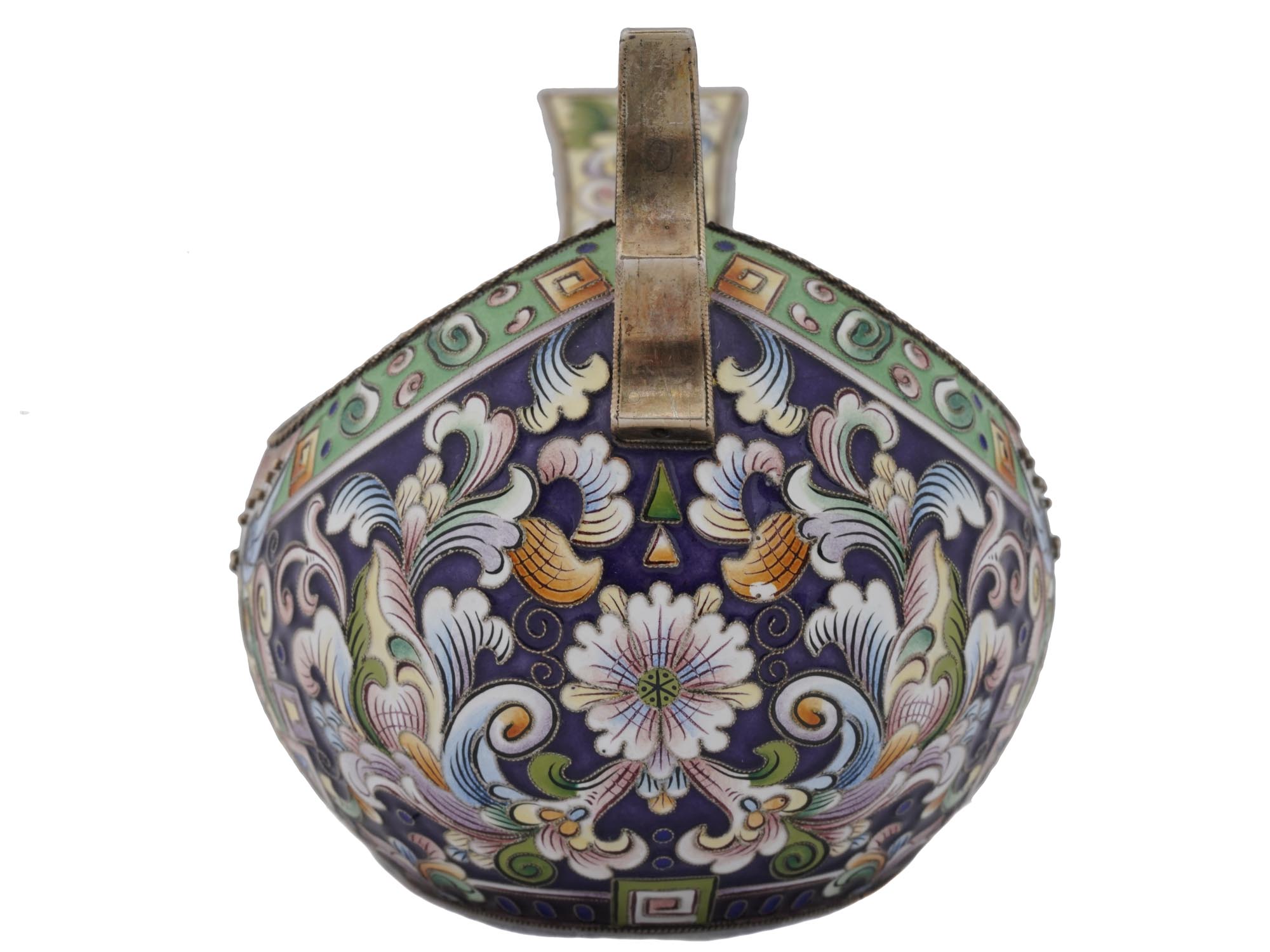 LARGE RUSSIAN SILVER CLOISONNE ENAMEL KOVSH LADLE PIC-4